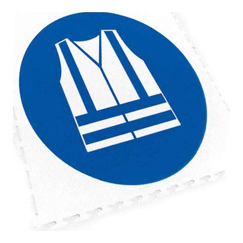 Ecotile 13.240 Bodenmarkierungsfliese mit Logo Warnweste, 500mm x 500mm, Blau von Ecotile