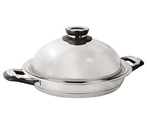 ECOVITAM Grillpfanne Edelstahl 18/10 – Durchmesser 28 cm – für alle Herdarten – integriertes Thermometer – hergestellt in Italien von Ecovitam