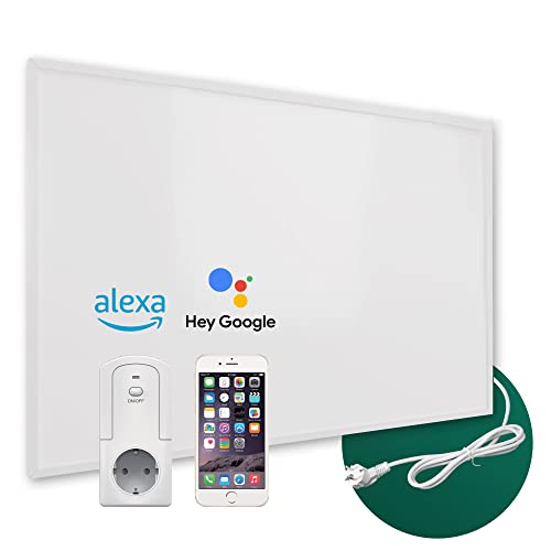 Ecowelle Infrarotheizung Classic Weiß 600 Watt + 10 Jahre Garantie + Made in Germany + Doppelter Überhitzungsschutz Inkl. Thermostat von Ecowelle