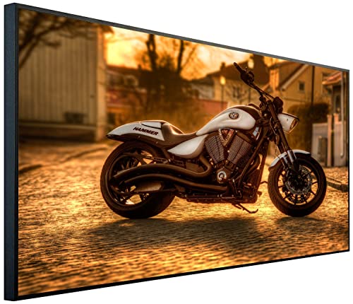 Ecowelle Infrarotheizung mit Bild | 1200 Watt | 60x120 cm | Infrarot Heizung| | Made in Germany| e 140 Motorrad Abend von Ecowelle