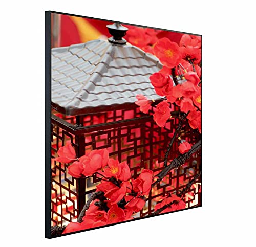 Ecowelle Infrarotheizung mit Bild | 600 Watt | 60x120 cm | Infrarot Heizung| | Made in Germany| i 180 Chinesische Blume von Ecowelle