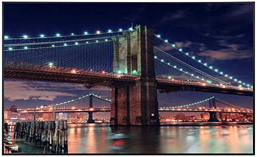 Ecowelle Infrarotheizung mit Bild | 900 Watt | 60x120 cm | Infrarot Heizung| | Made in Germany| d 17 Brooklyn Brücke Nachtszene von Ecowelle