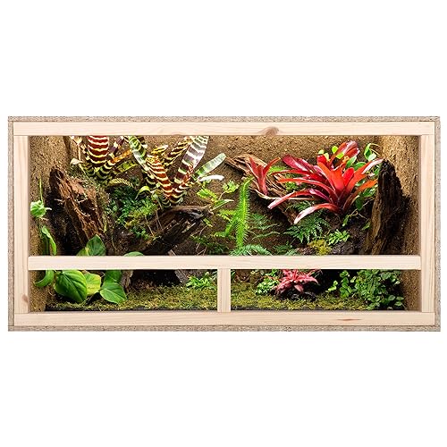 ECOZONE Holz Terrarium mit Seitenbelüftung 100x60x50 cm - Holzterrarium aus OSB Platten - Terrarien für exotische Tiere wie Schlangen, Reptilien & Amphibien von ECOZONE