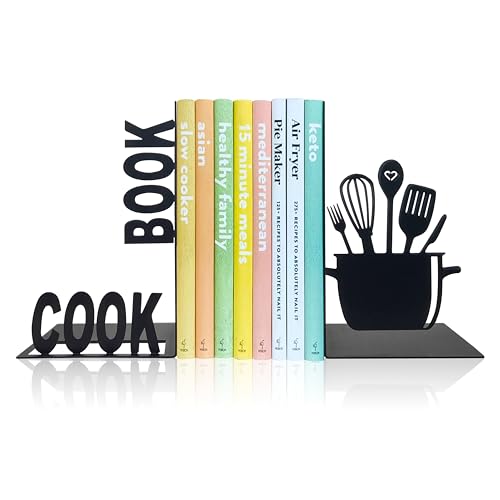 Dekorative Küchenbuchstützen, einzigartiger Metall-Kochbuchhalter, Küchenbuchstützen, Aufbewahrung für Regale, Bauernhaus-Küchendekorationen, Buchhalter, Stützen für Bücherregal, Schreibtisch von Ecqizer