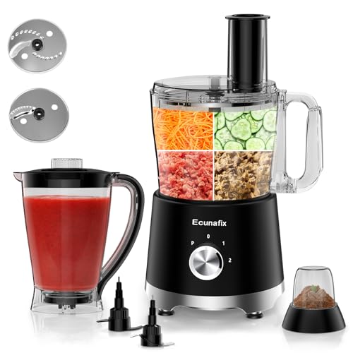 Küchenmaschine & Zerkleinerer 1500 W, 2,5L, Food Processor mit 2L Standmixer, 200ML Kaffeemühle für Entsafter, Eiskrümelung, Mahlen, Hacken, Schneiden und Zubereitung von Pasten, Schwarz Küchenmaschine & Zerkleinerer 1500 W, 2,5L, Food Processor mit 2L Standmixer, 200ML Kaffeemühle für Entsafter, Eiskrümelung, Mahlen, Hacken, Schneiden und Zubereitung von Pasten, Schwarz von Ecunafix