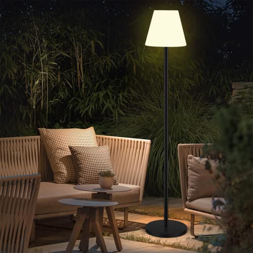 Solar Stehlampe Innen&Outdoor Lampe für Terrasse Ip65 Wasserdicht,USB Aufladbar kabellose mit Lichtsensor,Helligkeit Dimmbares RGB Buntes LED Solarlampen,Höhenverstellbar,für Rasen Garten. von Ecvivk