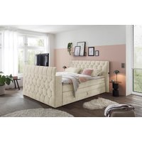 ED EXCITING DESIGN Boxspringbett "Springdale", mit Bettkasten, motorisierter TV-Halterung, Duo-Matratze (H3/H4) von Ed Exciting Design