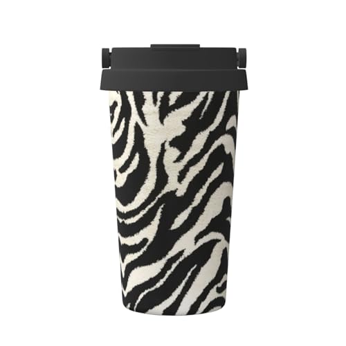 EdWal Thermobecher mit Zebra-Tierdruck, 500 ml, isolierter Campingbecher mit Deckel, Reisebecher, ideal für jedes Getränk von EdWal