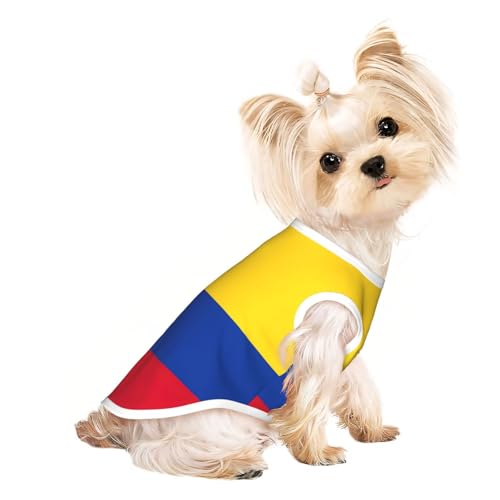 Hunde-Shirts für kleine Hunde, dehnbar, leicht, Tanktop, ärmellos, gestreift, Motiv: Flagge von Kolumbien Hunde-Shirts für kleine Hunde, dehnbar, leicht, Tanktop, ärmellos, gestreift, Motiv: Flagge von Kolumbien von EdWal