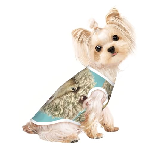 Hunde-Shirts mit Schafskopf, Retro-Tierdruck, für kleine Hunde, dehnbar, leicht, Tanktop, ärmellos, gestreift Hunde-Shirts mit Schafskopf, Retro-Tierdruck, für kleine Hunde, dehnbar, leicht, Tanktop, ärmellos, gestreift von EdWal