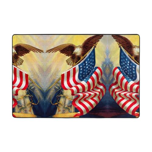 Teppich mit amerikanischer USA-Flagge, Adler, Kunstdruck, superweich, für Wohnzimmer, Schlafzimmer, Badezimmer, Küche, Bodenmatten von EdWal