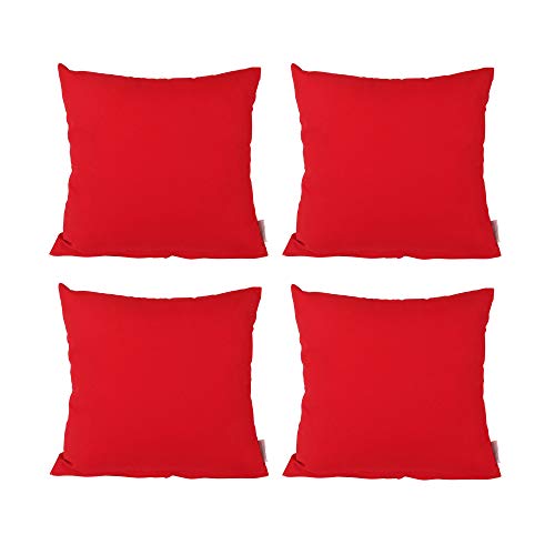 Edaygo Kissenbezug Kissenhülle Sofakissen Deko, Baumwolle, Hautfreundlich Atmungsaktiv, mit Reißverschluss, 4er Set, 50 x 50 cm, Rot von Edaygo