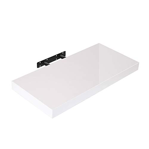 Edaygo Wandboard Wandregal Bücherregal Hängeregal Regal Freischwebend, 110 x 23,5 x 3,8 cm, Hochglanz-weiß von Edaygo