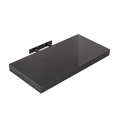 Edaygo Wandboard Wandregal Bücherregal Hängeregal Regal Freischwebend, 90 x 23,5 x 3,8 cm, Hochglanz-schwarz von Edaygo