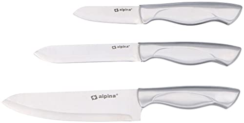 Alpina Küchenmesser Set 3tlg. 18,5/22,5/26 cm Edelstahl Messer Schneidemesser von Edco