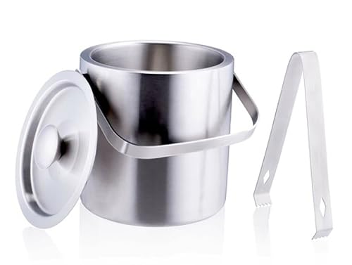 EISEIMER mit Deckel & Eiszange 1,2L aus Edelstahl doppelwandig Eiskühler Eiswürfelbehälter Eiswürfelkühler Eiskübel 67 von Edco