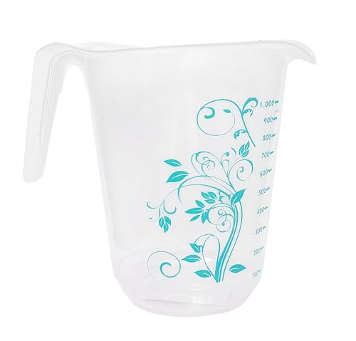 MESSBECHER 1000ml mit Griff transparent 1L Messbehälter Messkanne Maßbecher Ausgusslippe Kunststoff 4-Varianten 64 (Türkis) von Edco
