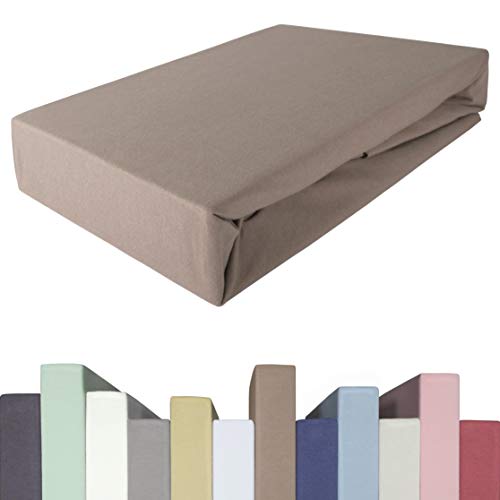 EDDA LUX Spannbettlaken für 20-40 cm hohe Matratzen, 120 x 200-220 bis 130 x 200-220 cm, Oeko-Tex, Baumwolle m. 5% Elasthan, Premium Spannbetttuch für Boxspringbett, in Toffee von Edda Lux