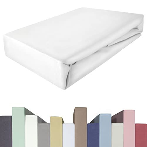EDDA LUX Spannbettlaken für 20-40 cm hohe Matratzen, 120 x 200-220 bis 130 x 200-220 cm, Oeko-Tex, Baumwolle m. 5% Elasthan, Premium Spannbetttuch für Boxspringbett, in Weiß EDDA LUX Spannbettlaken für 20-40 cm hohe Matratzen, 120 x 200-220 bis 130 x 200-220 cm, Oeko-Tex, Baumwolle m. 5% Elasthan, Premium Spannbetttuch für Boxspringbett, in Weiß von Edda Lux