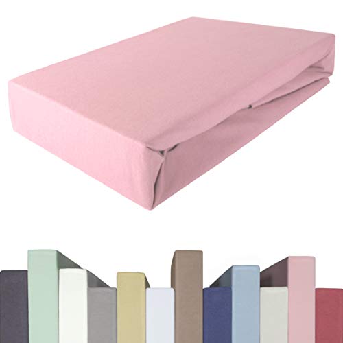 EDDA LUX Spannbettlaken für 20-40 cm hohe Matratzen, 90 x 200-220 bis 100 x 200-220 cm, Öko-Tex, Baumwolle m. 5% Elasthan, Premium Spannbetttuch für Boxspringbett, in Altrosa von Edda Lux