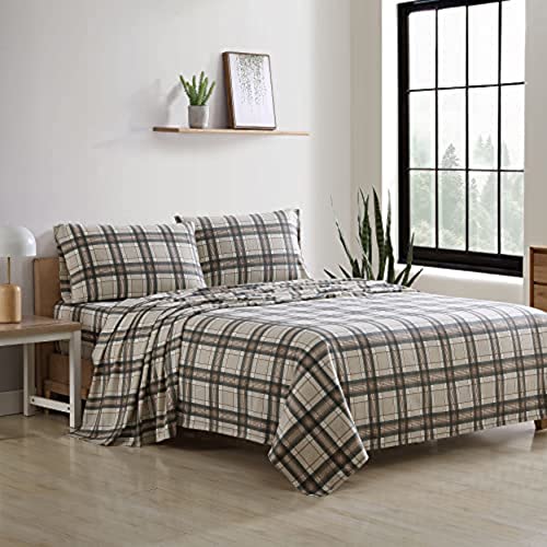 Eddie Bauer Cotton Flannel Bedding Set, Brushed for Extra Softness, Cozy Home Decor, Edgewood Plaid, Queen von Eddie Bauer