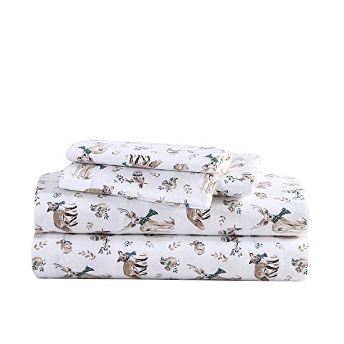 Eddie Bauer Bettwäsche-Set für Doppelbett, Baumwoll-Flanell-Bettwäsche-Set, gebürstet für zusätzliche Weichheit, gemütliche Heimdekoration (Woodland Friends, Twin) von Eddie Bauer