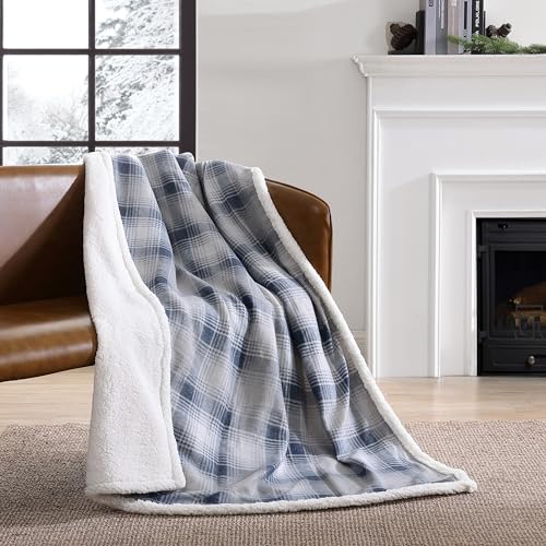 Eddie Bauer Home Brushed Throw Blanket Reversible Sherpa & Brushed Fleece, Lightweight Decor for Bed or Couch, Nordic Midnight von Eddie Bauer