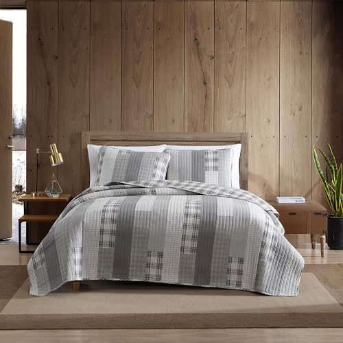 Eddie Bauer Home | Fairview Collection | 100% Cotton Reversible & Light-Weight Quilt Bedspread with Matching Sham, 2-Piece Bedding Set, Pre-Washed for Extra ComfortTwinGrey von Eddie Bauer