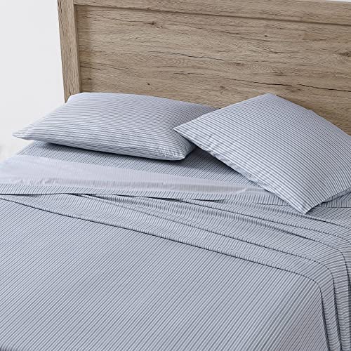 Eddie Bauer Home | Perkal Collection | Bettlaken-Set – 100% Baumwolle, knackig & kühl, leicht, feuchtigkeitsableitend, Kingsize, Ticking Stripe von Eddie Bauer