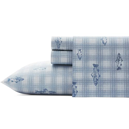 Eddie Bauer - Queen-Size-Bettlaken, Baumwoll-Perkal-Bettwäsche-Set, knackige und Coole Heimdekoration (Methow Plaid Blue, Queensize) von Eddie Bauer