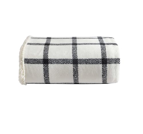 Eddie Bauer - Überwurfdecke, wendbare Sherpa-Fleece-Bettwäsche, Heimdekoration für alle Jahreszeiten (Bunkhouse Plaid Beige, Überwurf) von Eddie Bauer