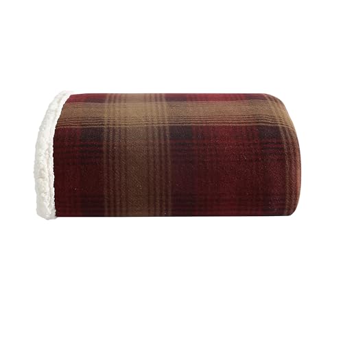 Eddie Bauer Throw Blanket Wendbare Sherpa-Bettwäsche und gebürstetes Fleece, leichte Heimdekoration für Bett oder Couch, Polarfleece, Kunstfell, Nordische Rosine von Eddie Bauer