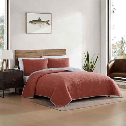 Eddie Bauer Queen-Bettwäsche-Set, weiche Wende-Bettwäsche mit passenden Kissenbezügen, Angel-inspirierte Heimdekoration (Troutdale Orange, Queen) von Eddie Bauer