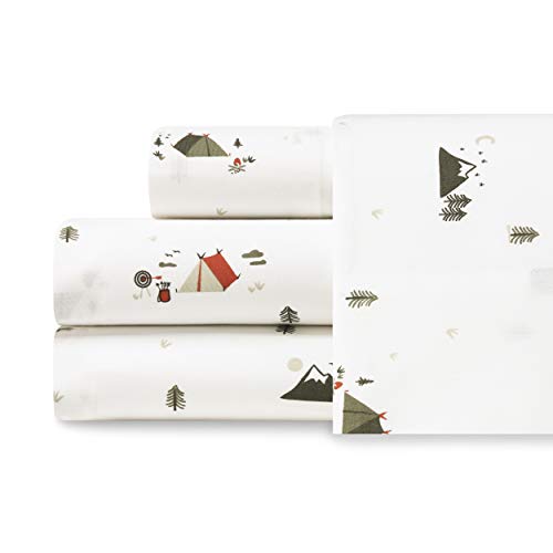 Eddie Bauer - Queen-Size-Bettlaken, Baumwoll-Perkal-Bettwäsche-Set, knackige und Coole Heimdekoration (Cascade Camping, Queensize) von Eddie Bauer