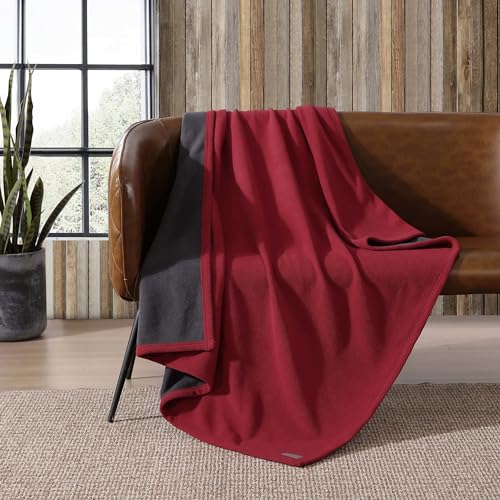 Eddie Bauer | Solid Collection Überwurf – wendbare Fleecedecke, weich und gemütlich, perfekt für Bett und Couch, Polyester Fleece, Rot/Dunkles Rauchgrau, Throw von Eddie Bauer