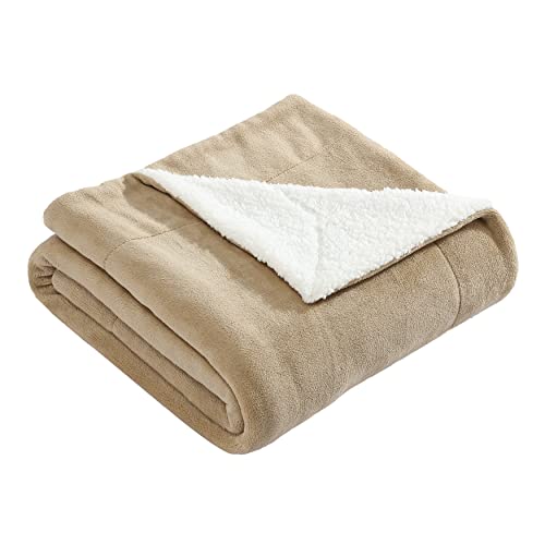 Eddie Bauer Decke Wende-Bettwäsche, Sherpa-Fleece, Heimdekoration für alle Jahreszeiten, Farbe: Beige, Throw von Eddie Bauer