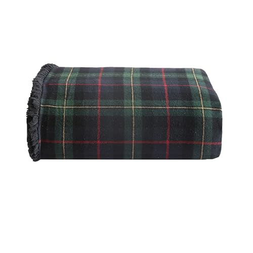 Eddie Bauer Überwurfdecke, Baumwollflanell, Heimdekoration, wendbar, Sherpa-Bettwäsche, Kiefernkaro, Überwurf von Eddie Bauer