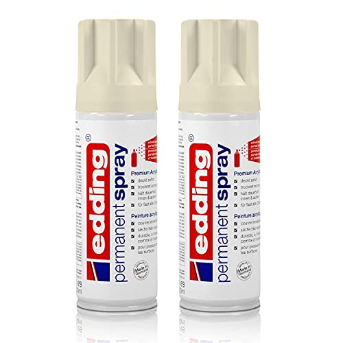 2X edding Permanent Spray cremeweiß matt 200 ml Premium Acryllack, RAL 9001 von edding