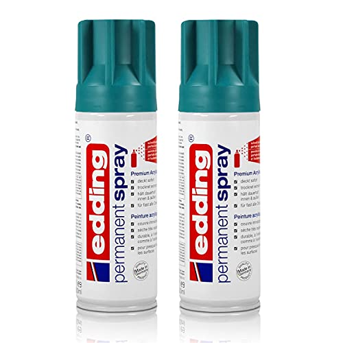 2X edding Permanent Spray Petrol matt 200 ml Premium Acryllack Spraydose von edding