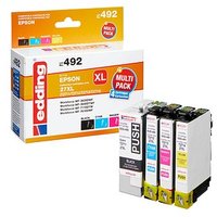 edding EDD-492  schwarz, cyan, magenta, gelb Druckerpatronen kompatibel zu EPSON 27XL / T2711XL/12XL/13XL/14XL, 4er-Set von Edding