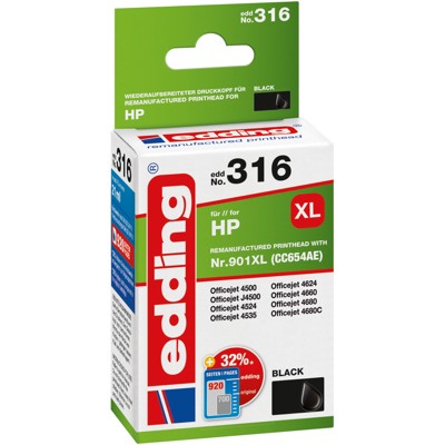 EDD-316 ersetzt HP 901XL (CC654AE) - schwarz - 21 ml von Edding