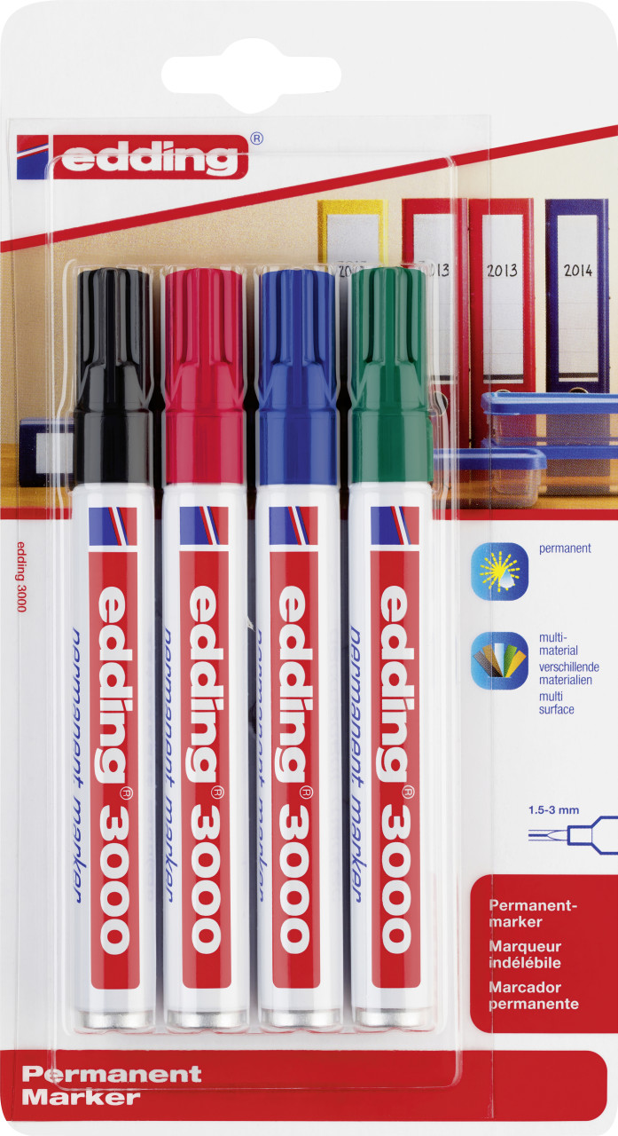 Edding 3000 Permanent Marker 4er Set von Edding