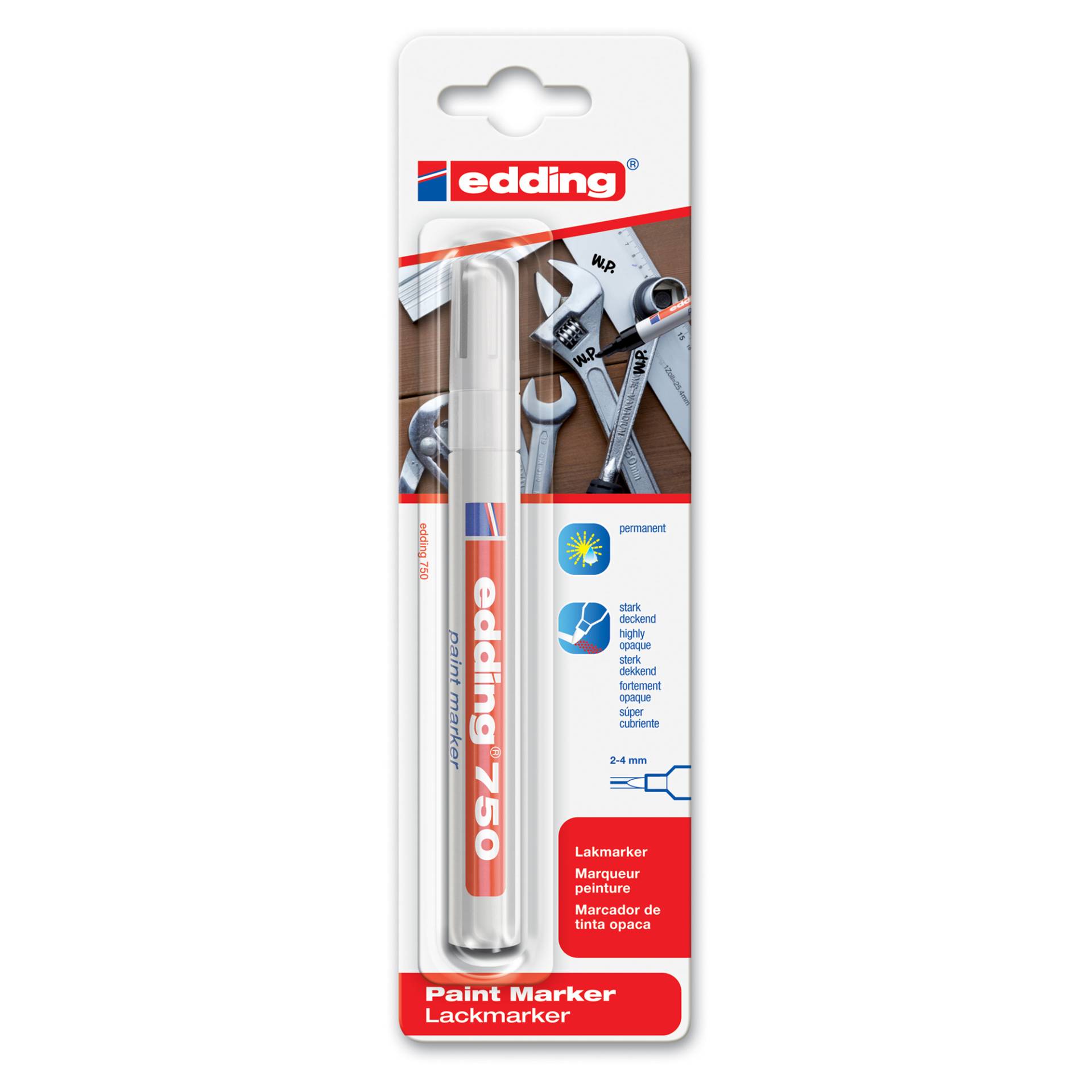 Edding Lackmarker '750' weiß 2-4 mm von Edding
