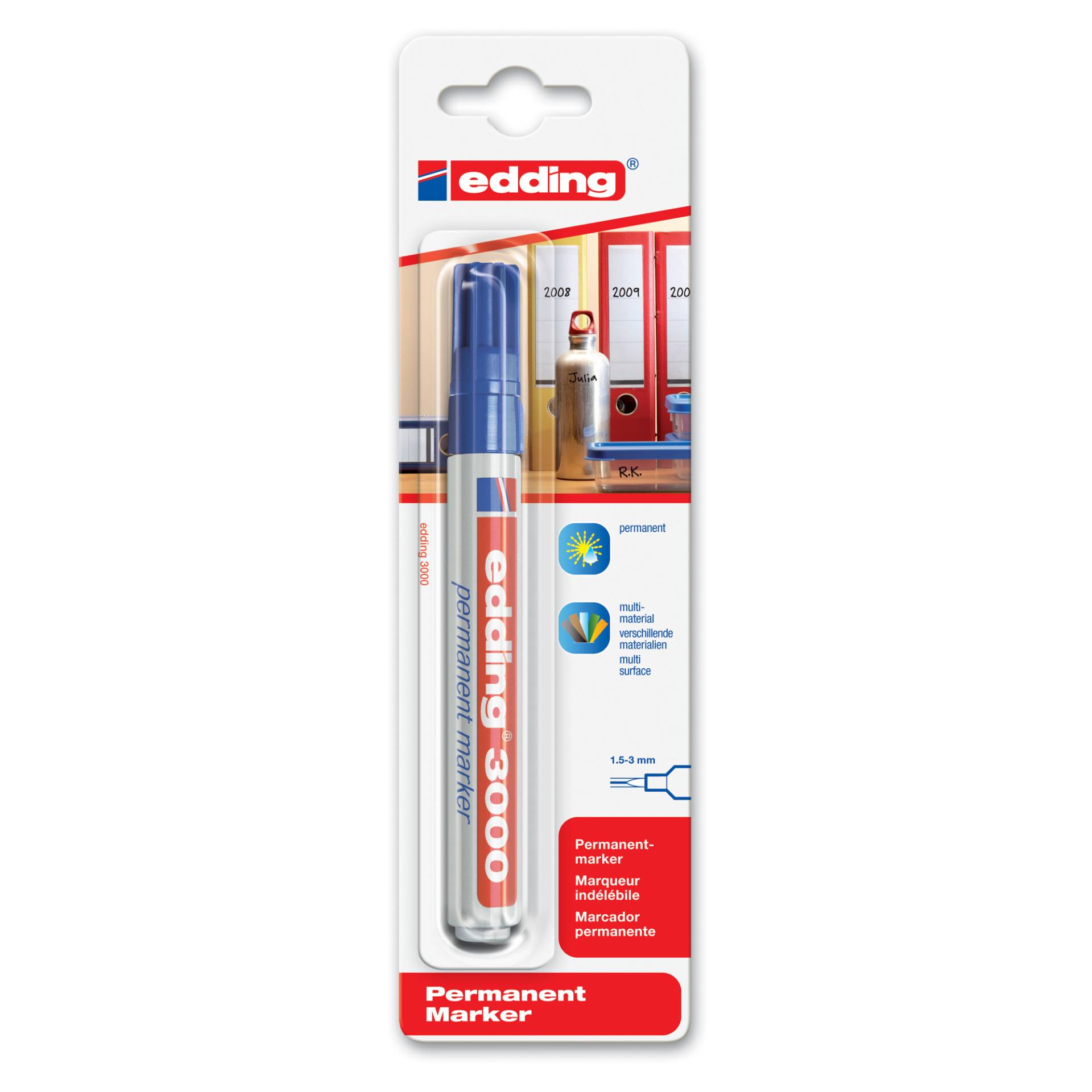 Edding Permanentmarker '3000' blau 1,5 - 3 mm von Edding
