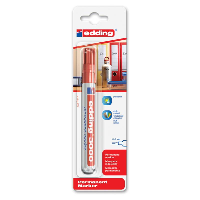 Edding Permanentmarker '3000' rot 1,5 - 3 mm von Edding