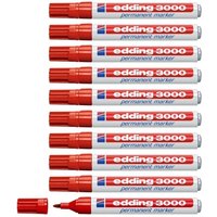 edding 3000 Permanentmarker 1,5 - 3,0 mm - rot - 10 Stück von Edding
