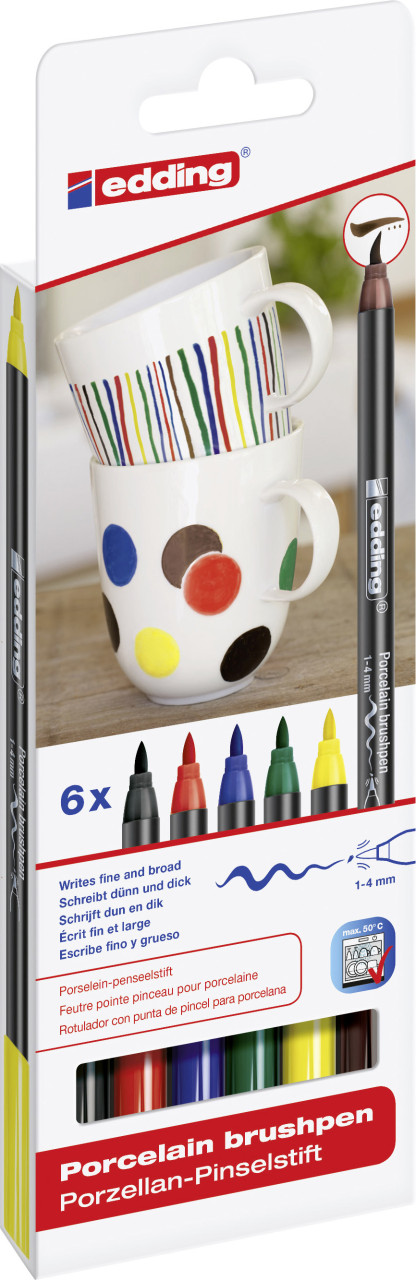 edding 4200 Porzellanpinselstift 6er-Set Family Colour von Edding