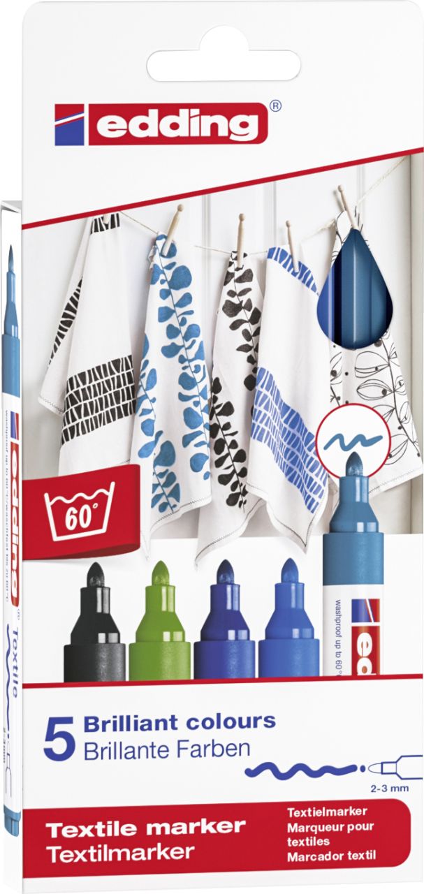 edding 4500 Textilmarker  5er-Set kühl von Edding
