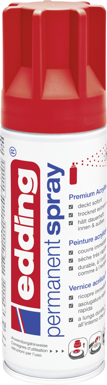 edding 5200 Permanent Spray Premium Acrylic Paint, verkehrsrot, glänzend von Edding