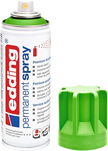 edding 5200 Permanent Spray - gelbgrün matt - 200 ml - Acryllack zum Lackieren und Dekorieren von Glas, Metall, Holz, Keramik, Kunststoff, Leinwand - Lackspray, Acrylspray, Farbspray von edding